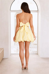 Upon A Cloud Strapless Mini Dress Yellow