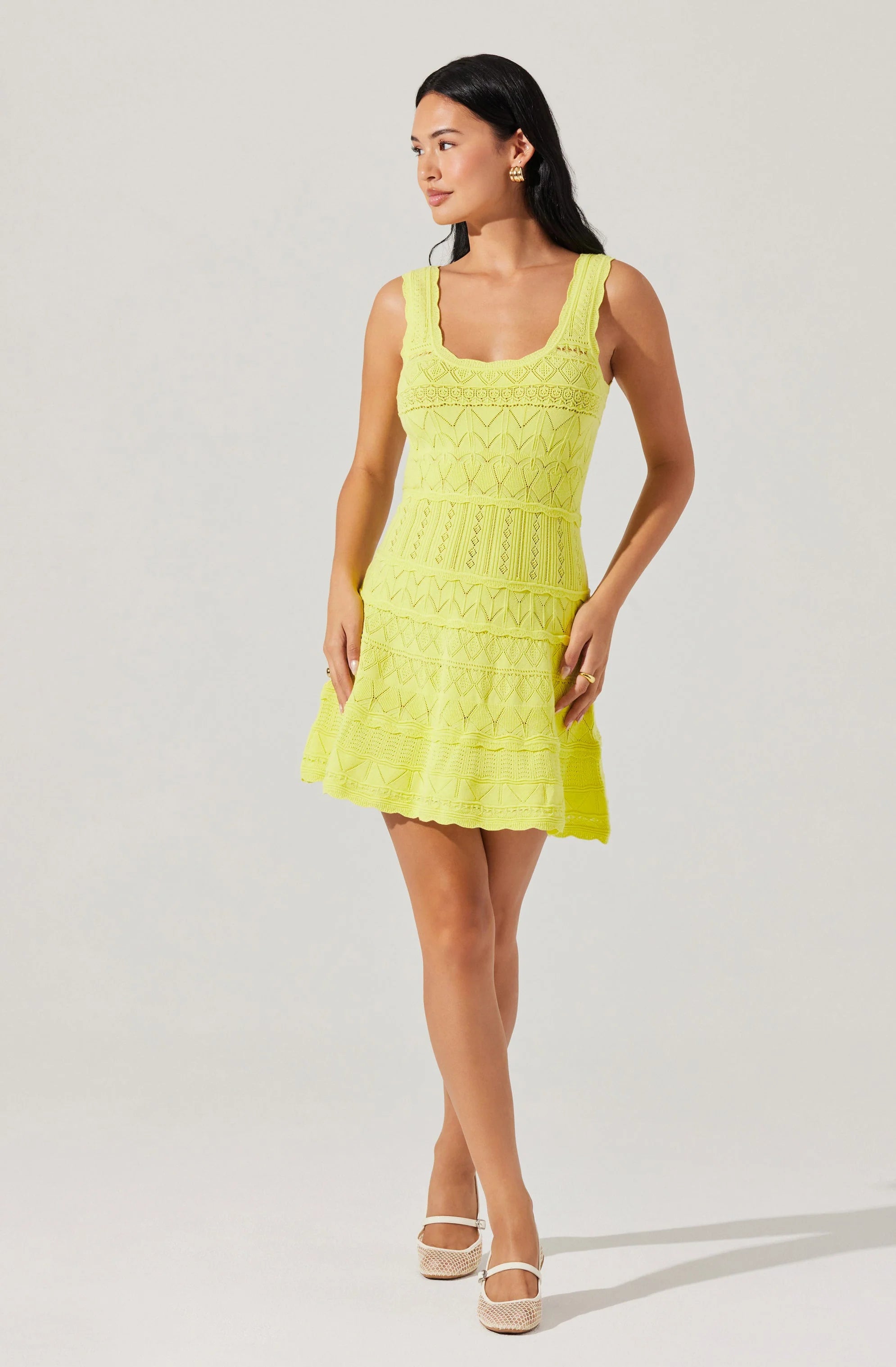 Shereena Pointelle Sweater Mini Dress