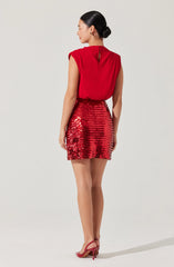 Sequin Mixed Media Mini Dress