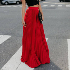 Solid Pleated Swing Floor Dress
