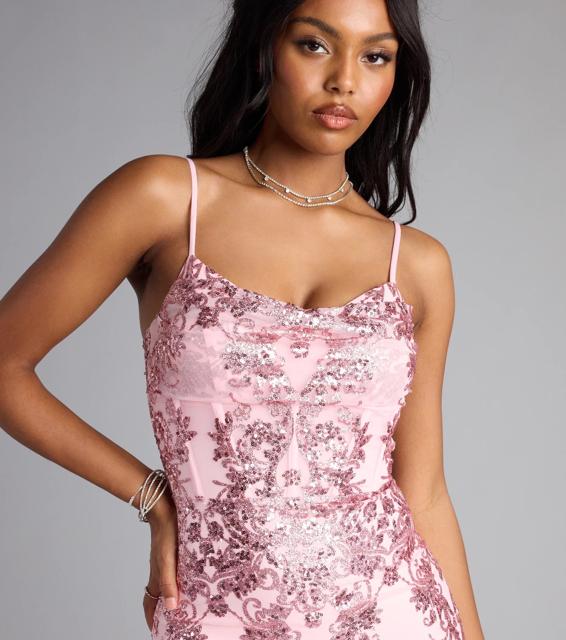 Jenelle Glitter Sequin Corset Mini Dress