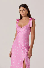 Sweetheart Bow Strap Midi Dress