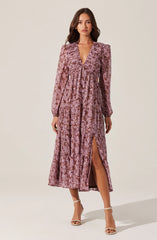 V-Neck Cutout Midi Dress