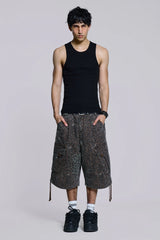 Charcoal Leopard Cadet Baggy Shorts