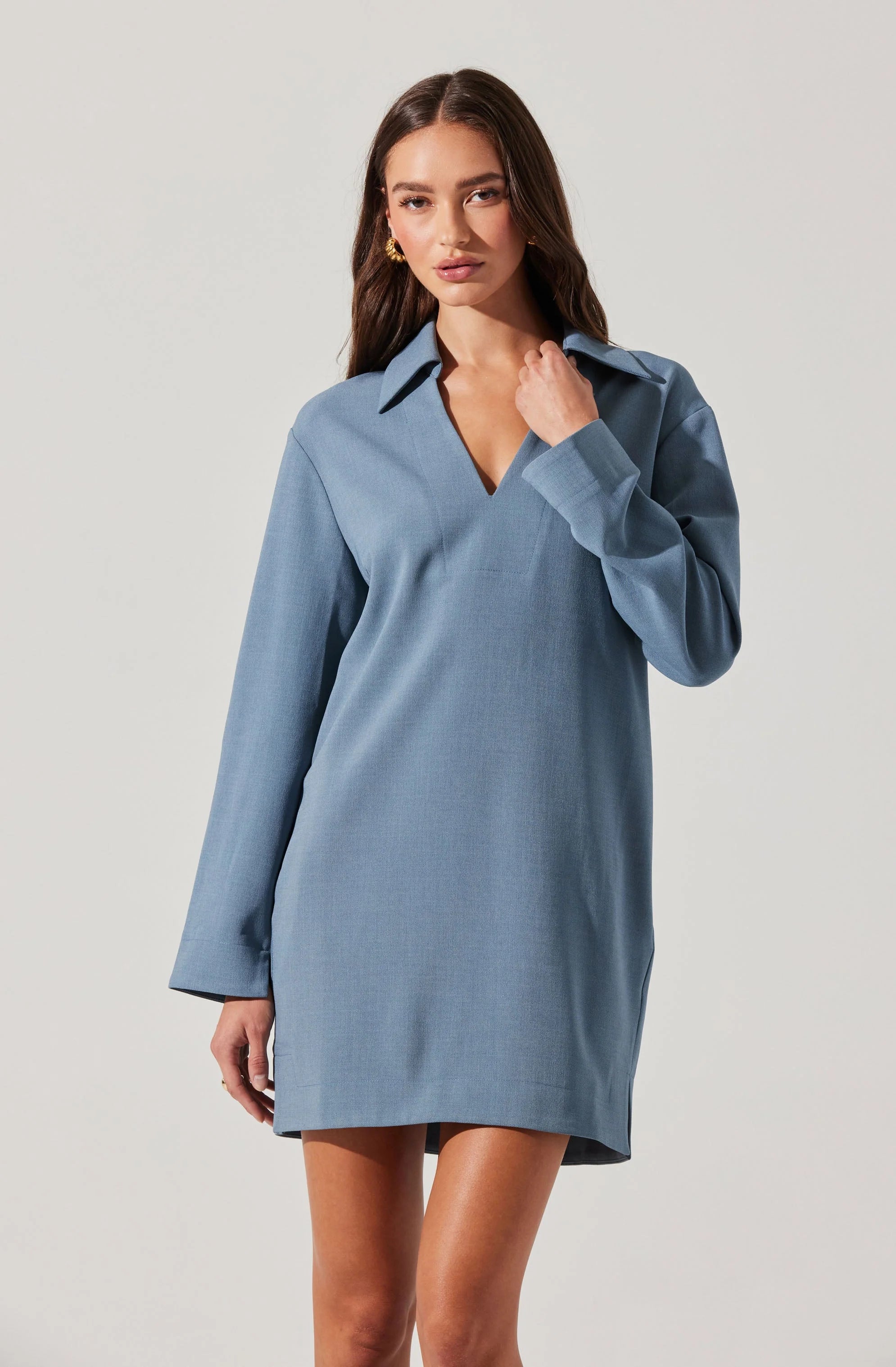 V-Neck Woven Mini Dress