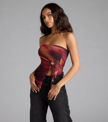 So Fly Abstract Slit Crop Top