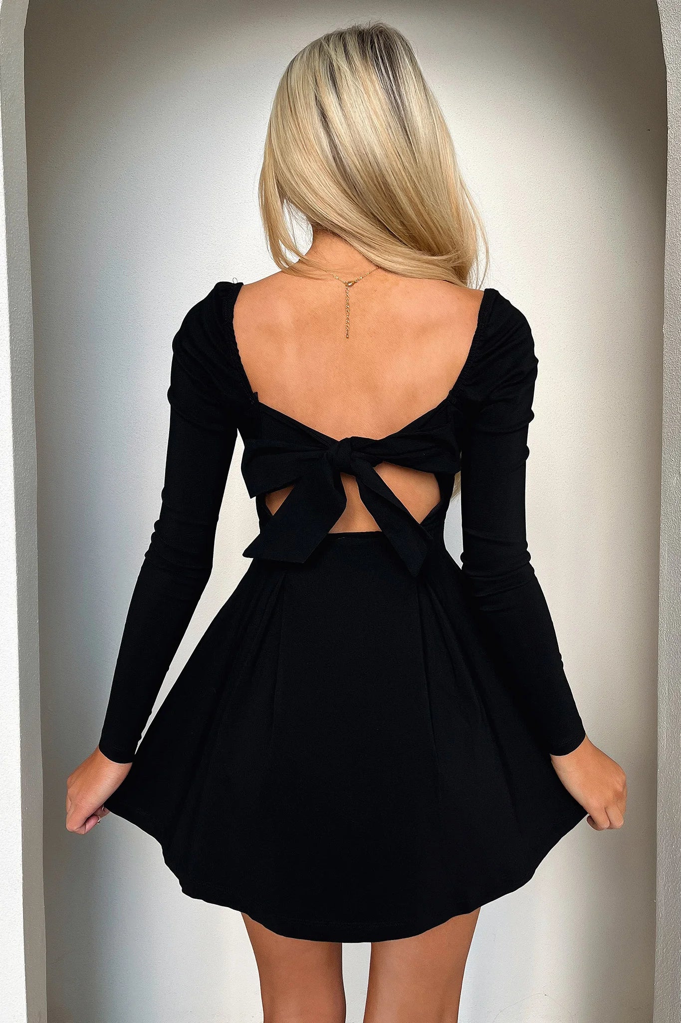 Tabitha Long Sleeve Mini Dress - Black