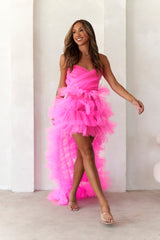 She's The Main Girl High Low Tulle Dress Neon Pink