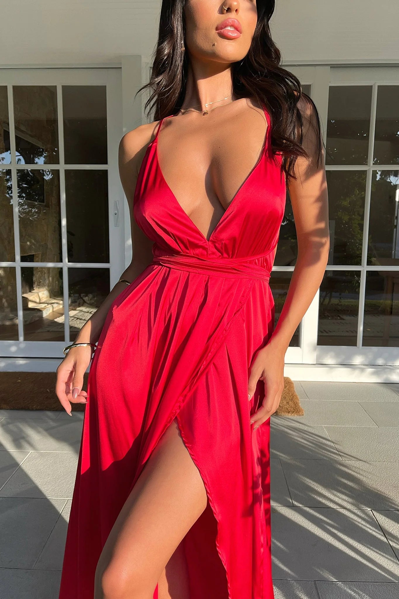 Scarlett Halter Maxi Dress - Red