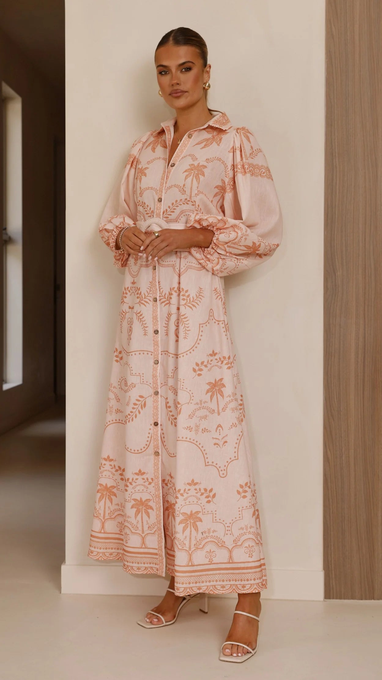 Xander Long Sleeve Maxi Dress - Natural