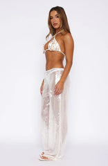 Caught Up In It Sequin Pants White