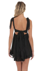 Shimmer Ruffle Babydoll Dress in Black