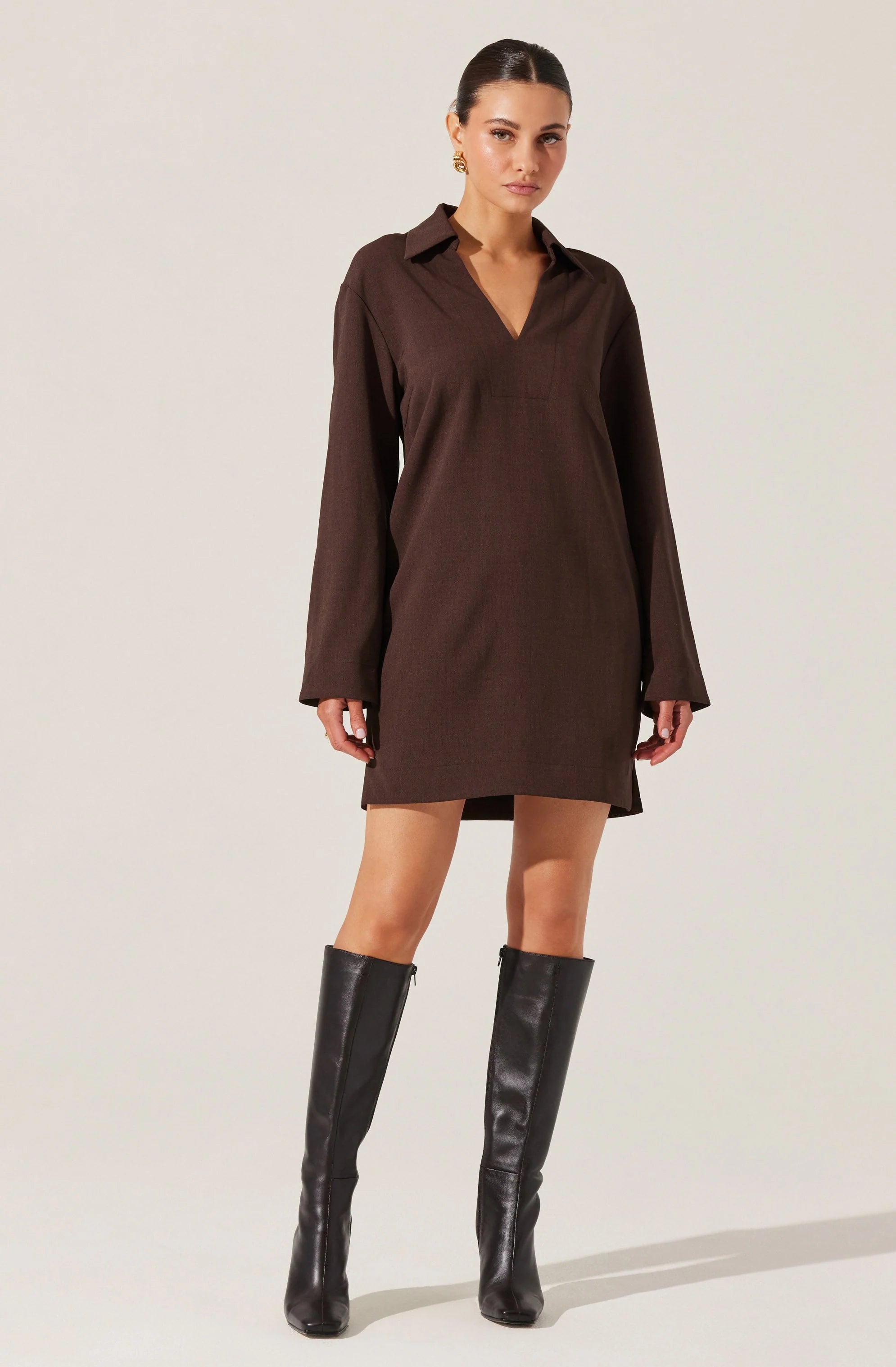 V-Neck Woven Mini Dress