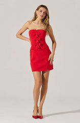 Strapless Layered Bow Mini Dress