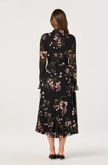 Tie-Neck Ruffled Midi Dress