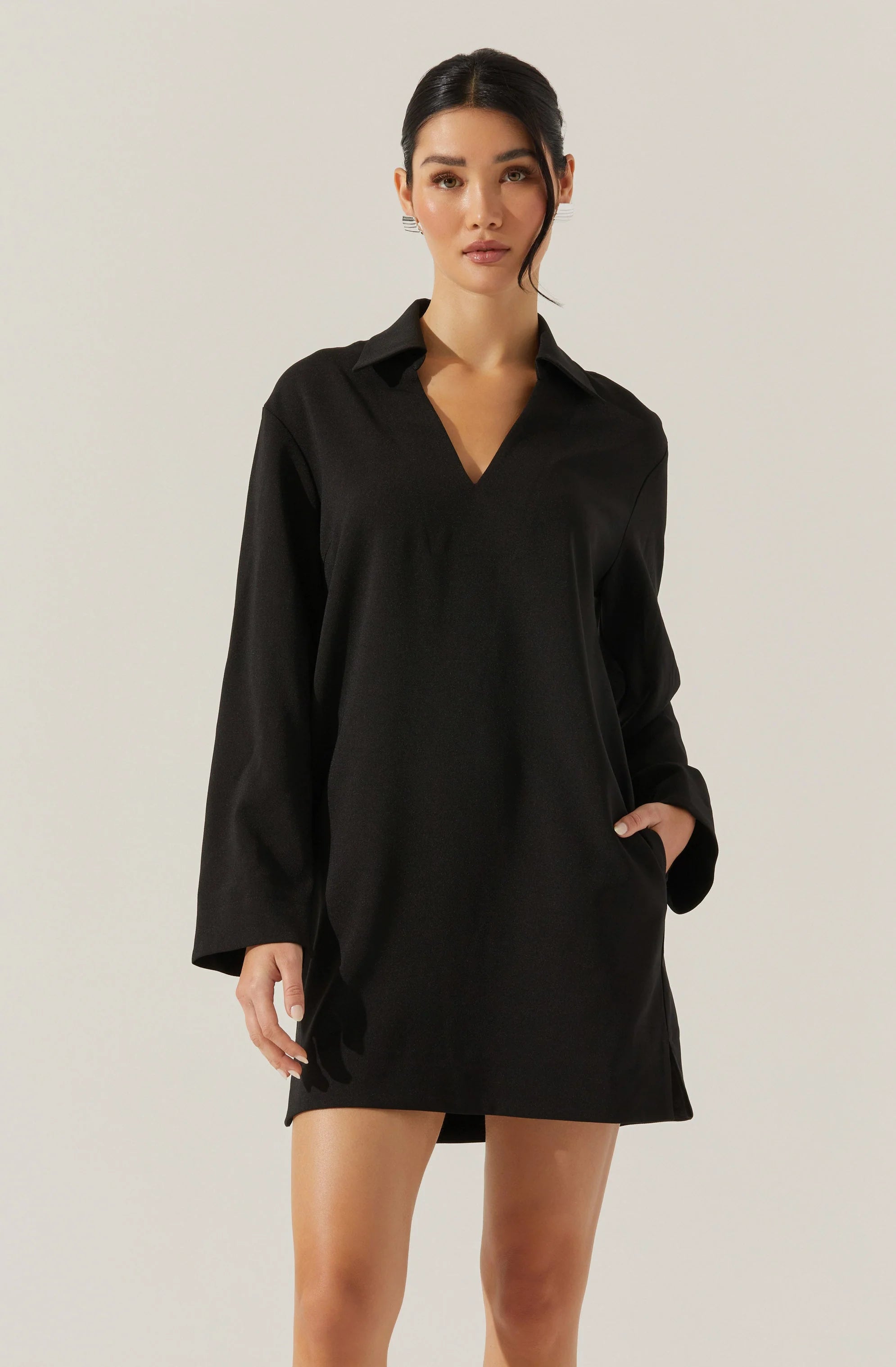 V-Neck Woven Mini Dress